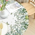 thumbnail image 5 of Sping Round Fitted Tablecloth Best for 44"-48" Leaves Table Cloth Elastic Edge Washable Farmhouse Rustic Floral Leaf Butterfly Spring Green Table Cover for Party Picnic Indoor Decor, 5 of 6