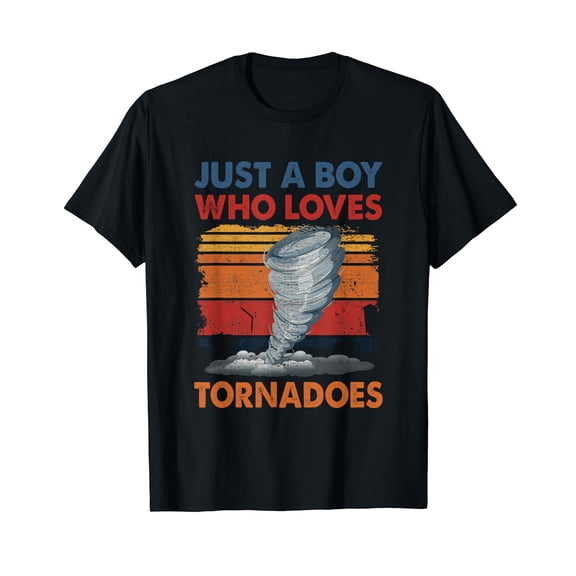 Just a Boy Who Loves Tornado Weather Storm Tornado Chaser Black T-Shirt
