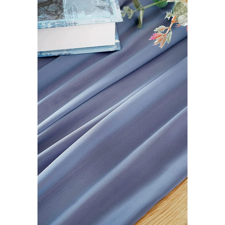 OSVINO 10ft Pearl Table Runner 63x120 Inches Blue Chiffon Romantic