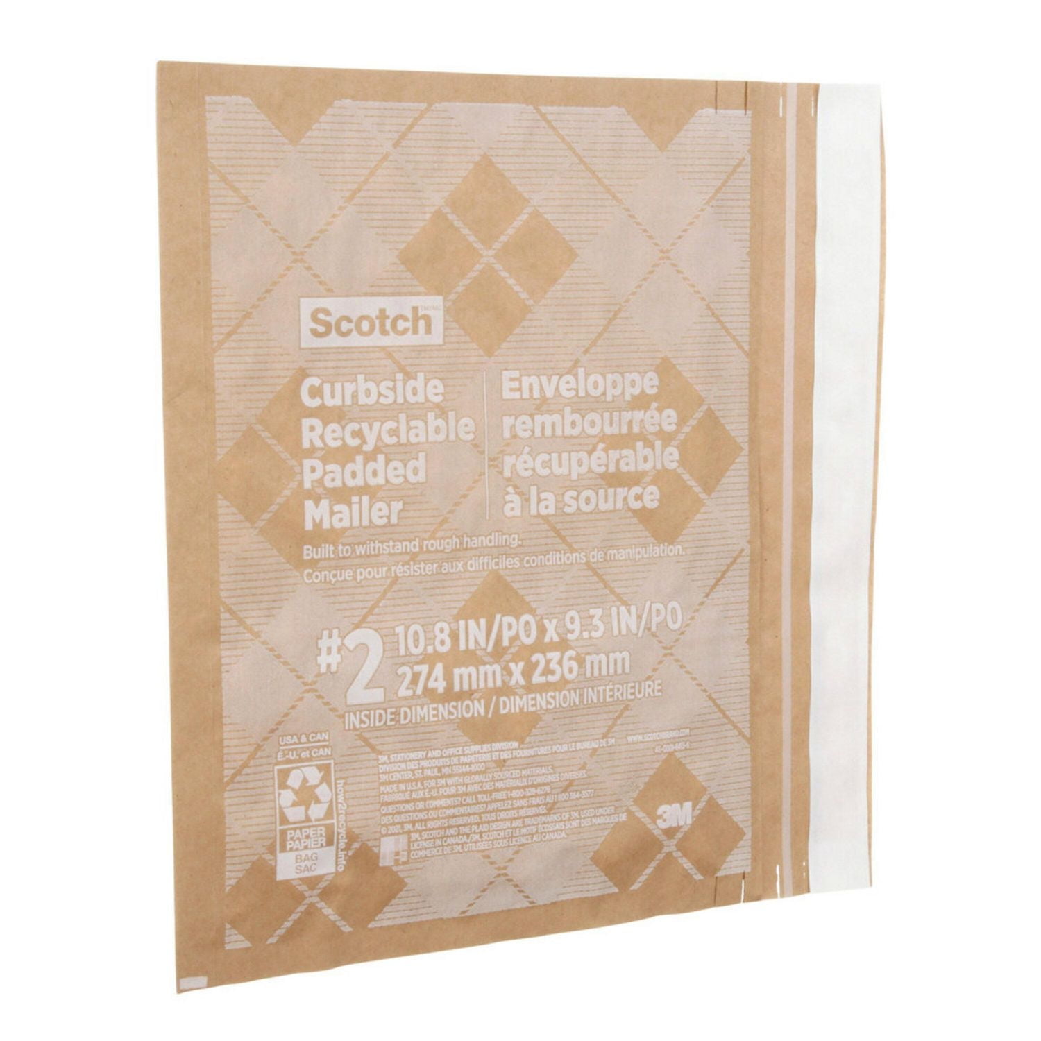 Enveloppe rembourrée récupérable à la source Scotch(MC) CR-2-1-20, 266 mm x 228 mm (10,5 po x 9 po), format 2