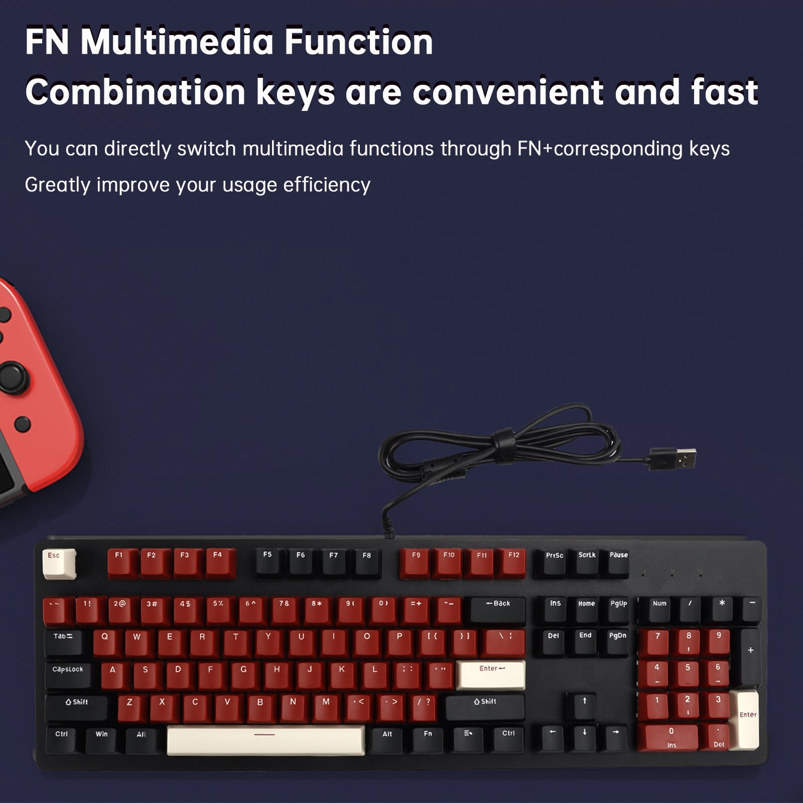 104-Key Wired Mechanical Linear Switch Gaming Keyboard Blue Switch Customizable