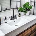 thumbnail image 2 of Wowow 4 in. Centerset Double Handle High Arc Bathroom Sink Faucet with Pop Up Drain in Matte Black, 2 of 8