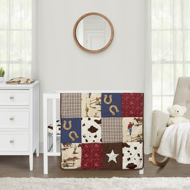 Sweet Jojo Designs Wild West Cowboy Red Blue and Brown 3 Piece Mini Crib Bedding Set