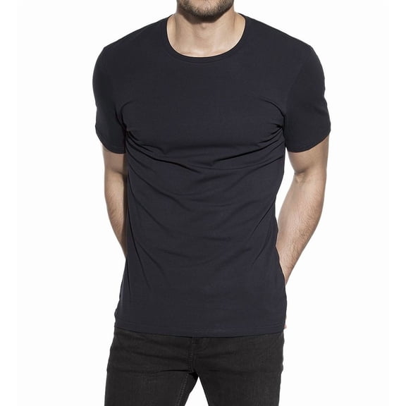 Men's Bread and Boxers 101 Organic Cotton Slim Fit Crew Neck T-Shirt (Dark Navy L)