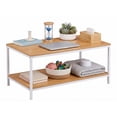 thumbnail image 5 of HomGarden 39.4" Modern Rectangle 2-Tier Coffee Table Wood Cocktail Table Home Office, Natural, 5 of 11