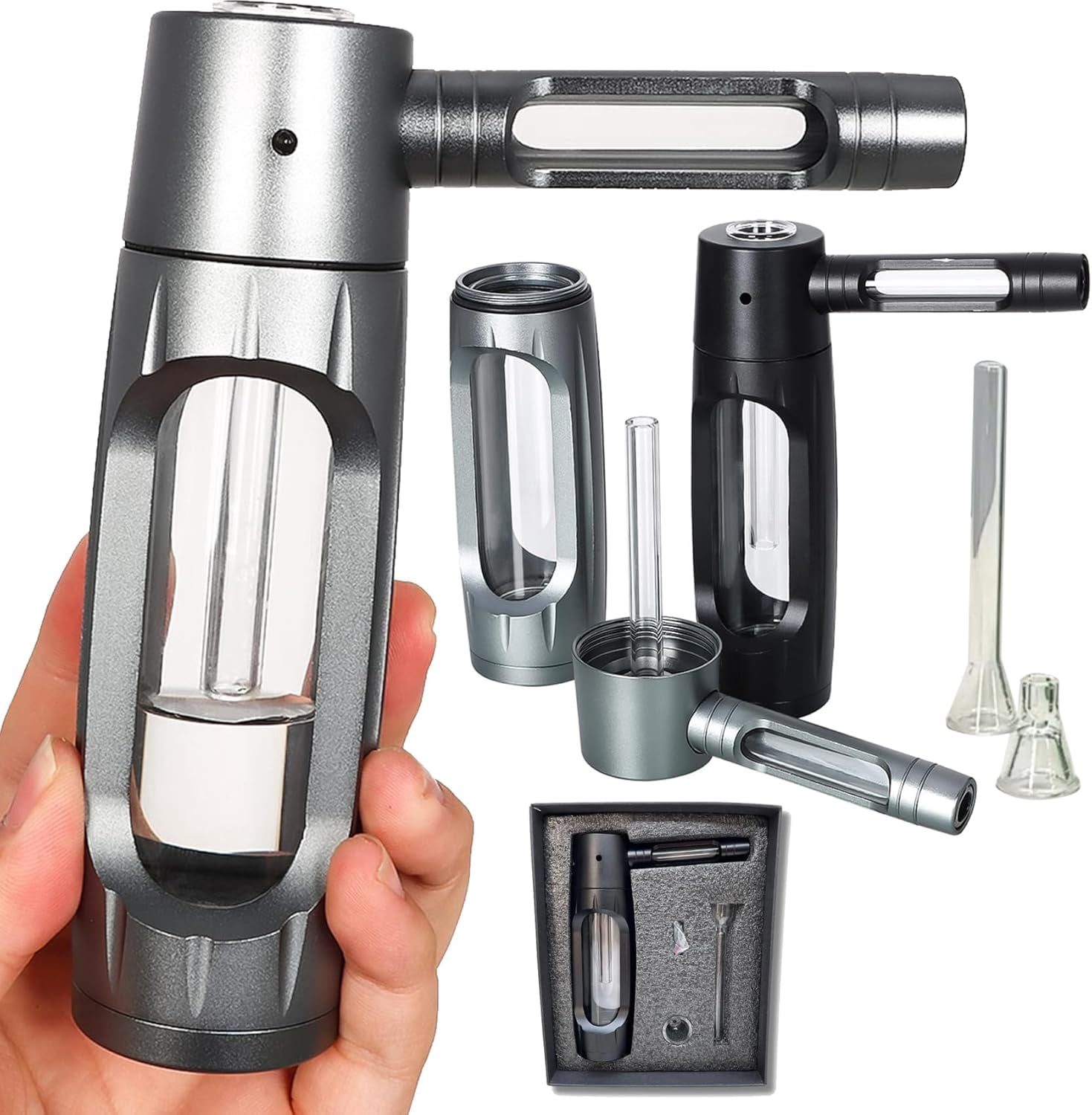 Luxury Aluminum/Glass Water Bottle - Co Water Bottle With Aluminum Alloy Exterior and Glass Interior - Ensures Your Drinks Remain Pure and Free from Any Metallic Taste (Gray)