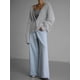 thumbnail image 4 of Cárdigan de Mujer, Suéter de Larga, Cárdigan con Botones y Cuello en V, Prenda de Punto de Moda. Gris S, 4 of 10
