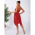 thumbnail image 4 of LiiYii Robe de Danse Moderne Lyrique Ballet pour Femmes, Robe Irrégulière à Volants en Maille pour Performance sur Scène Bourgogne TTG, 4 of 7