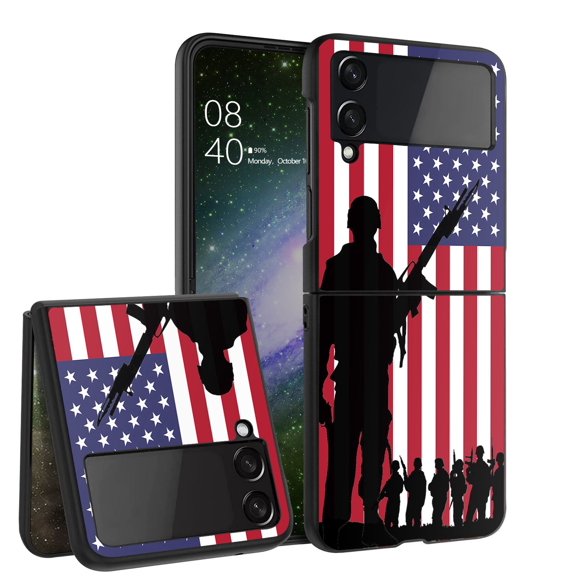 ANJ  Hard Protective Printed Case Cover Compatible with Samsung Galaxy Z Flip 4 - American Soldiers 2
