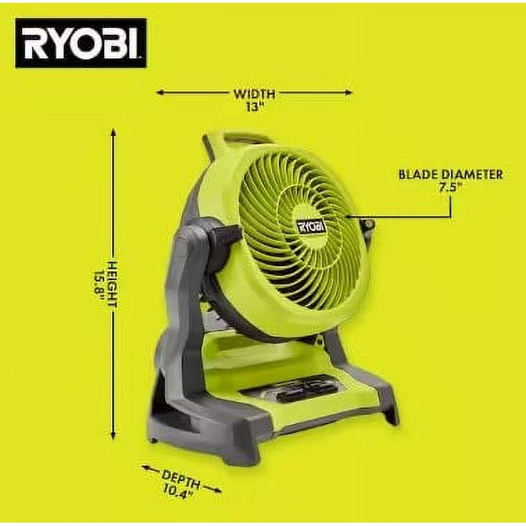 Ryobi ONE 18V Cordless 7 1 2 in. Bucket Top Misting Fan Tool Only Battery and Charger NOT Included