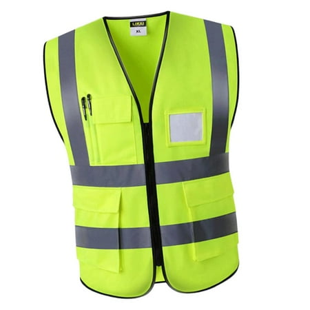 

Reflective Safety with Pockets Bright Construction with Reflective Strips Breathable Neon Fabric High Visibility for Working