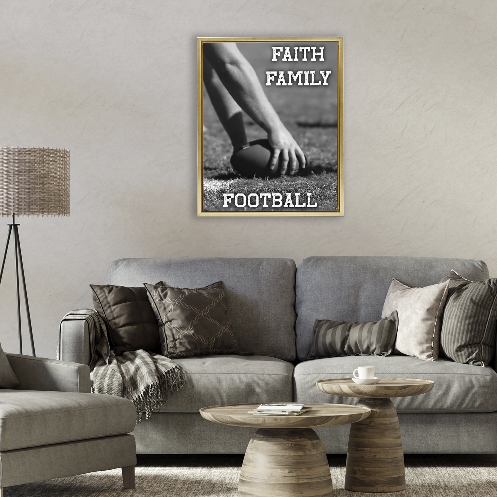 Stupell Industries Faith Family Football Hike Gold Framed Floater Canvas Wall Art, design by Marcus Prime