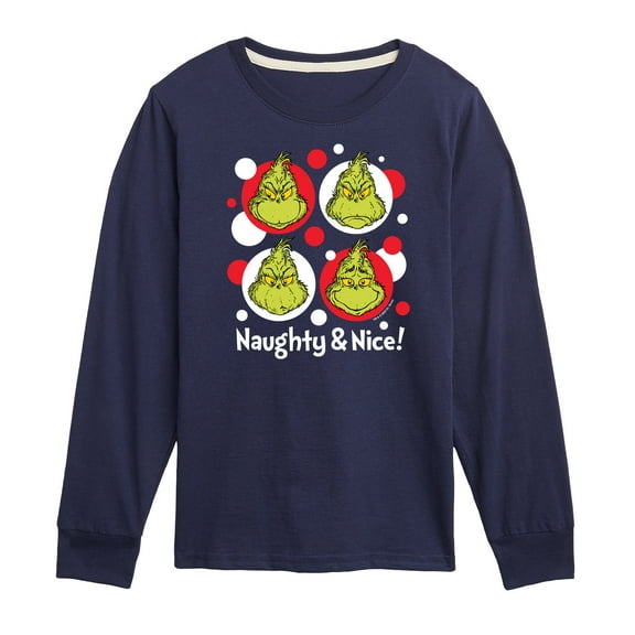 Dr. Seuss The Grinch - Christmas - Naughty & Nice - Toddler & Youth Long Sleeve Graphic T-Shirt