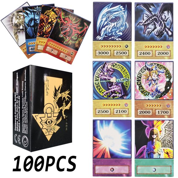 Cartes Style yu-gi-oh Anime, 100 Pièces, Article de Yeux Bleus, Magicien Foncé, Obélisk, Slifer Ra Yugioh DM Classic, Carte de Bricolage, Cadeau pour Enfants
