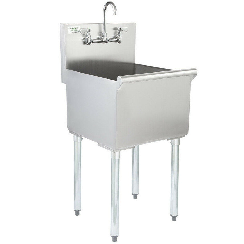 Laundry Sink Silver Stainless Steel Prep and Utility Sink 1 Compartment Commercial Kitchen Sink with Faucet 
