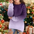 thumbnail image 2 of GiLiling Girls Loose Fluffy Fuzzy Sweater, Fall Winter Crew Neck Long Sleeve Top, Cozy Trendy Kids Shirt, Casual Cute Outfit for Teens (Purple, 11-12 Years), 2 of 5