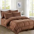 thumbnail image 1 of Cozy & Soft 8-Piece Bedding Set - Includes Comforter, Smart Sheet Set, Bed Skirt, Matching Pillowcases and Shams, Bamboo Design, King/California King, Brown Comforter Set, 1 of 7