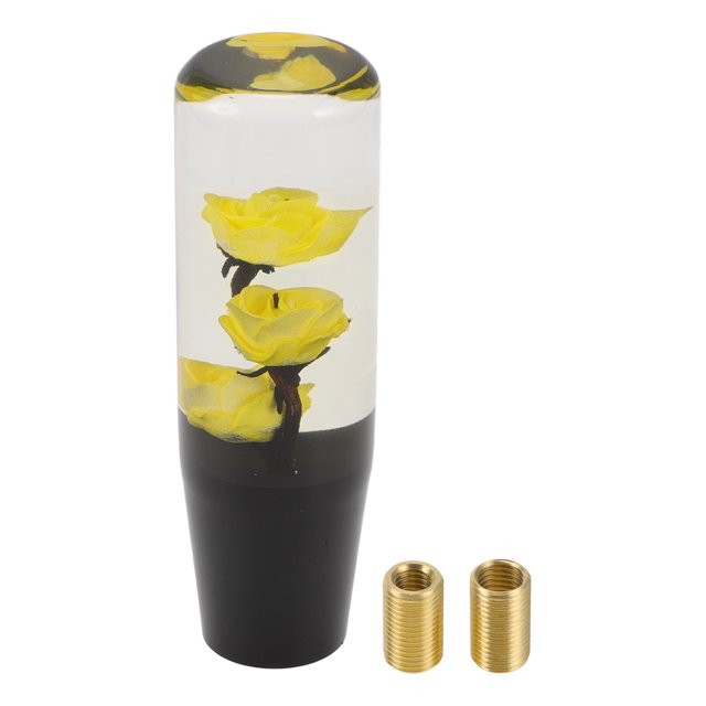 Perilla de Cambio de Coche Unique Bargains 15cm Perilla de Cambio Frontal Universal para Vehículos Automáticos y Manuales Acrílico Amarillo con 2 Adaptadores 1 Set