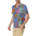 thumbnail image 4 of Lars Amadeus Men's Summer Leopard Printed Short Sleeves Button Down Beach Shirt, 4 of 6