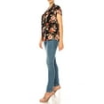 thumbnail image 5 of Women's Floral Print Overlapping Short Sleeve Top with Front Tie Collar, 5 of 5