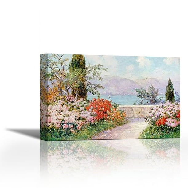 The Gardens Of The Villa Melzi On Lake Como Contemporary Fine Art Giclee On Canvas Gallery Wrap Wall Décor Art Painting 36 X 24 Inch Ready To Hang Walmart Com Walmart Com