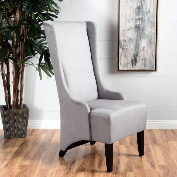 Modern High Back Winged Dining Chair, Grey Upholstery, Birch Wood Construction, 23.85"w X 28.25"d 46.85"h Fashionable Chair In Support,