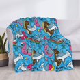 thumbnail image 3 of Honeii Sharks Summer print throw blanket, crafted from cozy cotton flannel, offers versatile home decor as a bedding suitable for all seasons.-50"x40", 3 of 6