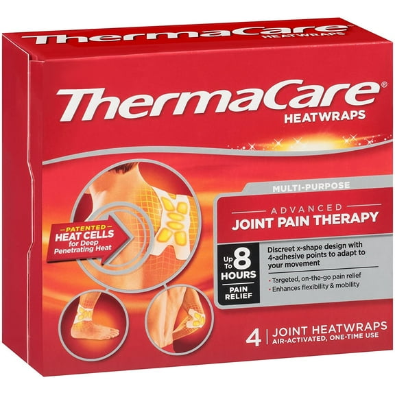 ThermaCare Advanced Multi Purpose Joint Pain Temporary Relief Therapy Heatwraps, 4 Count