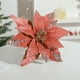 thumbnail image 1 of Adorno navideño de tela con forma de flor | Flor de Pascua de imitación dorada con lentejuelas de terciopelo | Decoración navideña para el hogar: árbol, pared, puerta, ventana, 1 of 6