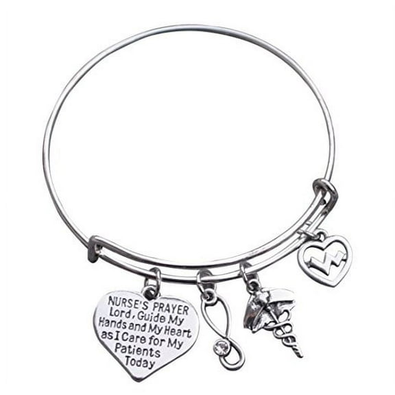 Nurse Prayer Bracelet, Nurse Jewelry, Nurse Charm Bracelet, Nurse Bangle Makes Perfect Nurse Gifts