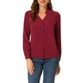 thumbnail image 1 of CAMISA DE BOTONES DE MANGA LARGA EN V ELEGANTE PARA MUJER CHIC XL ROJO VINO, 1 of 6
