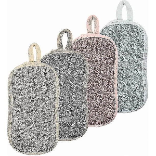 4 Pack Washable Dishwashing Sponges, Reusable Dishwashing Sponges, Microfiber Scrubbing Sponges