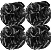 Bath Loofah Shower Sponge Body Back Scrubber Soft Mesh Shower Puffs Exfoliating Loofa for Women & Men Bath Accessories Cleaning Tool (4Pack 50G Black, Black)