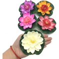 thumbnail image 1 of Pomeat 5 Pcs Floating Artificial Lotus Flowers Decor Floating Pond Decor Water Lily Home Decoration, 1 of 6