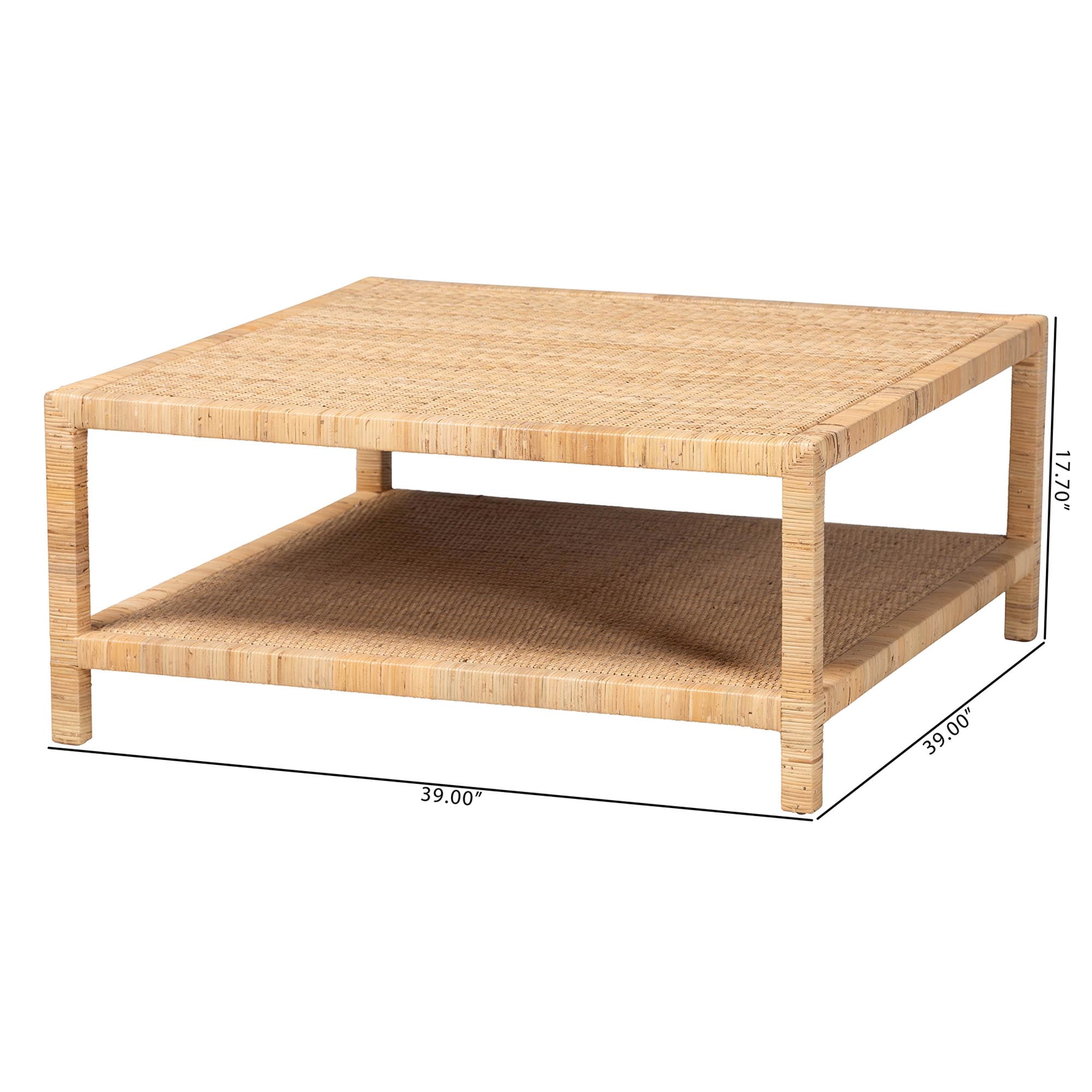 bali & pari Kalimantan Boho Coffee Table, Square, Natural