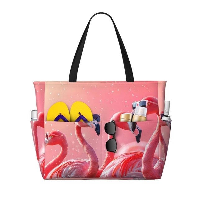 Fotbe Cool Flamingos Sunglasses Scene Bolsa de Viaje para Playa - Resistente al Agua, Bolsa Tote de Gran Capacidad y Ligera con 7 Bolsillos para Mujeres y Hombres