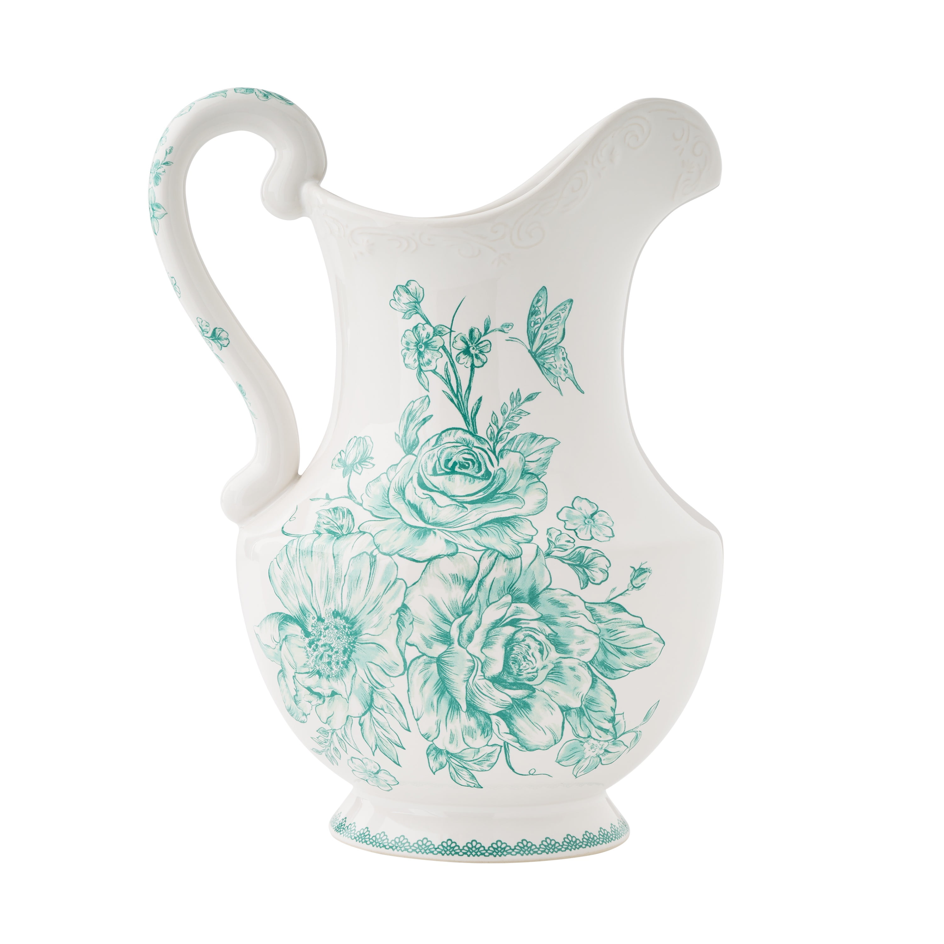 華道道具　花入　白磁長壺　共箱　S319SNT The Pioneer Woman Agatha Stoneware 2-Quart Pitcher, Brown
