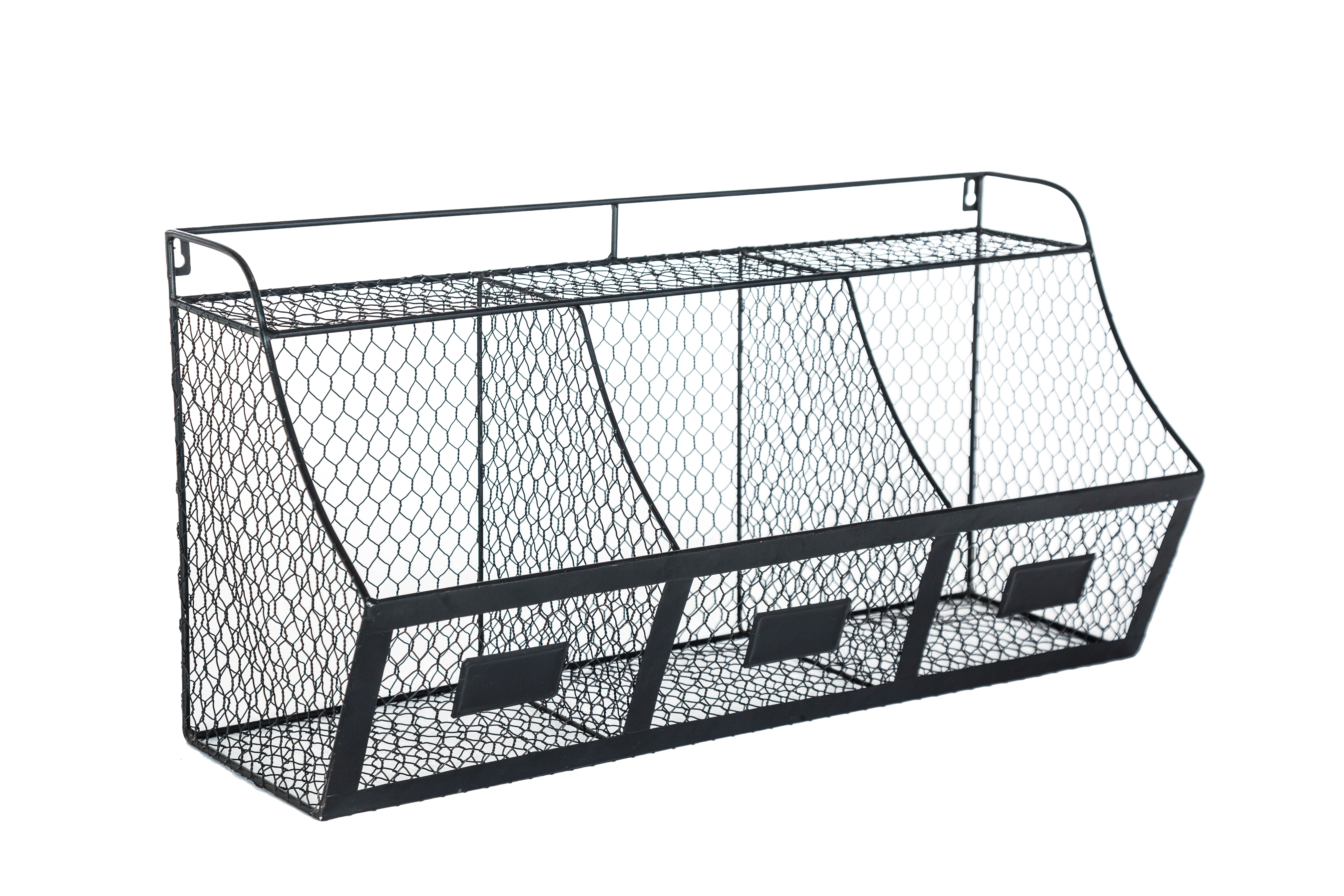 K-Cliffs 3 Compartment Basket, Large Wall Mount Metal Storage Hanging Fruit Organizer  Wire Baskets  Black Dimensions; 26x13x10 - image 3 of 5