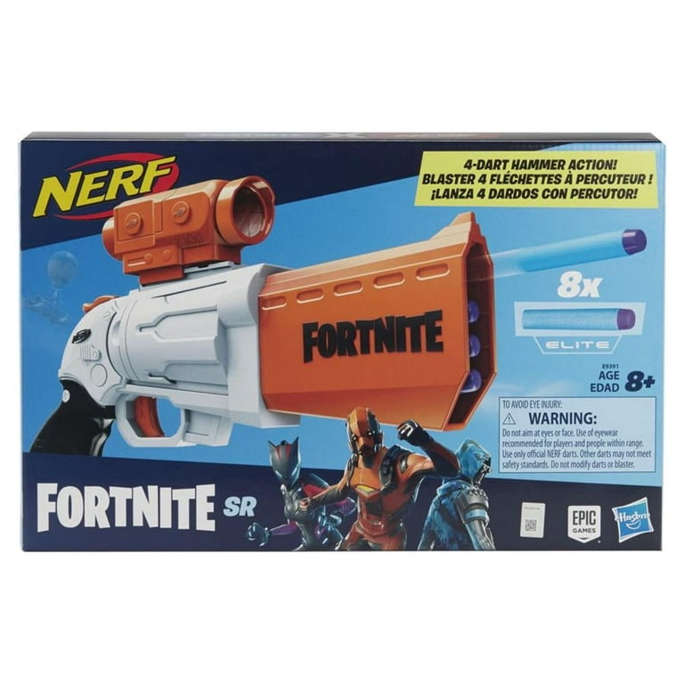 Nerf Fortnite SR Blaster, Includes 8 Official Nerf Darts, for Kids
