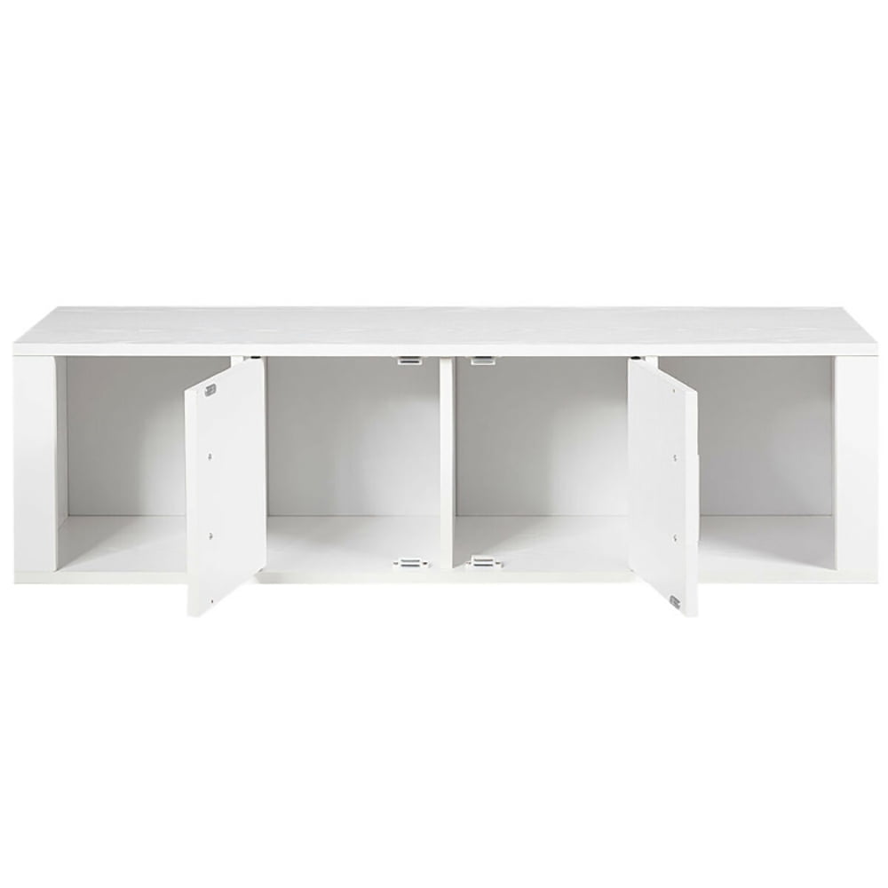 Finihen Floating Shelves, Modern Hanging Shelf for Wall Decor, Wall Mounted Floating 2 Door Desk Hutch Storage Shelves, for Living Room, Bedroom, Kitchen, White