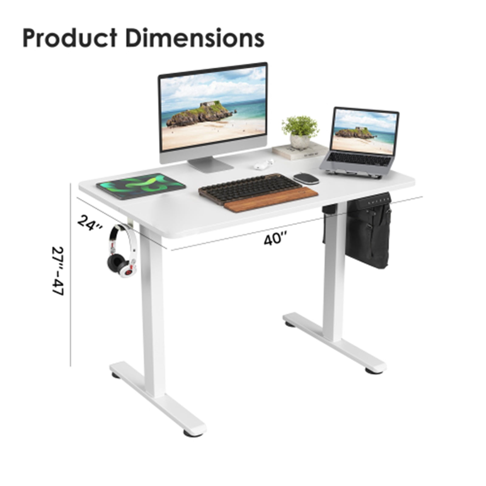 Adjustable Height Standing Desks  Large Raising Desk That Raises Up and Down for Ergonomic Home Office Workspaces