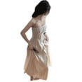 thumbnail image 1 of Vestido de mujer estilo francés fruncido Raya vertical ligero transpirable color puro vestido de verano para fiesta citas blanco L, 1 of 12