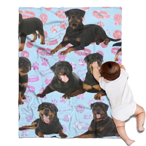 Rottweiler Dogs Blanket,Comfortable Soft Lamb Wool Throw Blanket,All Season,Warm Lightweight Blankets for Sofa Bed Couch Living Room Chair,30"x40"