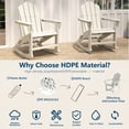 thumbnail image 3 of FOOWIN Folding Rocking Adirondack Chair, HDPE Plastic Rocking Chairs for Patio Porch Rocker Chair, White, 3 of 8