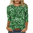 thumbnail image 2 of YueHuiYing Womens Sparkly Sequin Tops 3/4 Sleeve Glitter Party Dressy Blouse,V-Neck Disco Evening Club Concert Shirt, 2 of 5