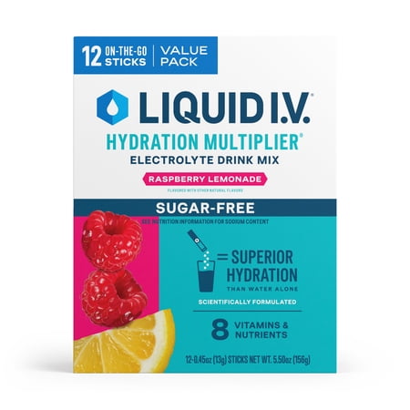Liquid I.V.® Raspberry Lemonade Hydration Multiplier® Sugar-Free Electrolyte Powder Drink Mix, 12 Count Packets