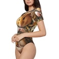 thumbnail image 2 of Haiem Modern Floral Guinea Pig Women's Crew Neck Short Sleeve Bodysuit Tops Stretchy Slim Basic-Medium, 2 of 8