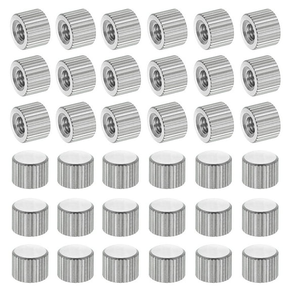 M4 Knurled Thumb Nuts, 50pcs Nickel Plated Flat Head Blind Hole Round Knob Fasteners Screw Cap for 3D Printer Parts, D8mm x H6mm