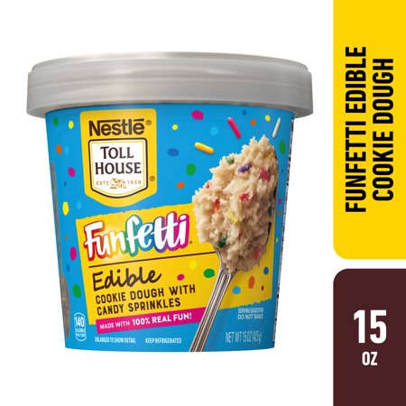 Nestle Toll House Funfetti Edible Cookie Dough with Sprinkles, 15 oz, 10 Regular Servings