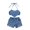 Blue, variant on Toddler Baby Girl Summer Clothes 1Y 2Y 3Y 4Y 5Y 6Y Denim Shorts 2PCS Set Sleeveless Strap Cami Crop Top Elastic Pants Outfits